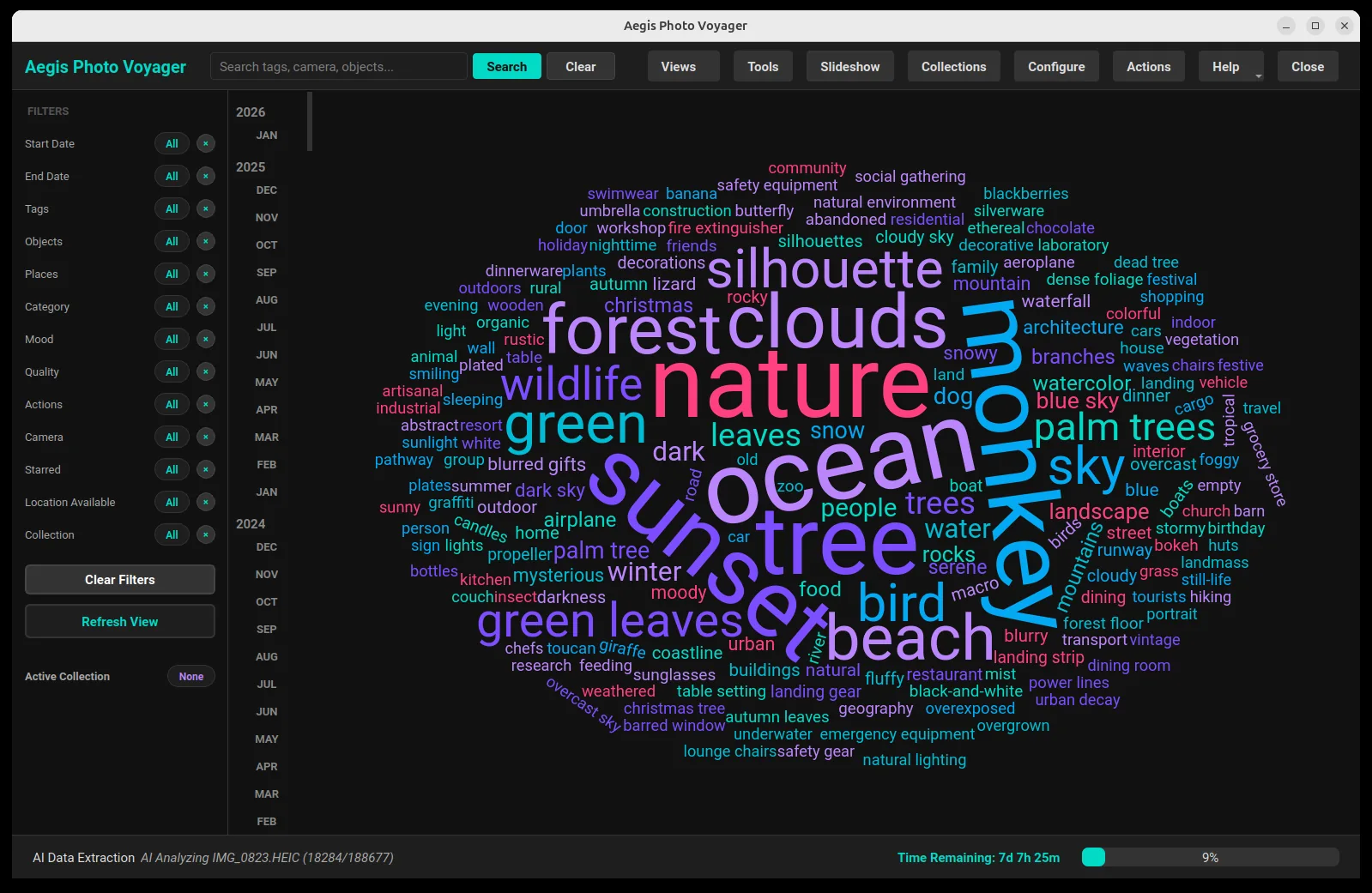 Aegis Photo Voyager AI keyword word cloud